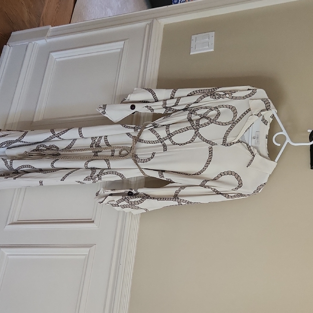 Lafayette 148 New York Cream Dress with Rope Design